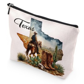 Sitsink Texas Cowboy Gifts Makeup Bags - Western Cowboy Horse Cow Bone Cactus Texas Travel Essentials Must Have, Western Gift for Women