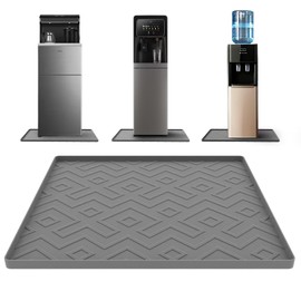 Water Cooler Mat – 19.7" x 19.7" Silicone Water Dispenser Mat for Floor & Countertop, Spill-Proof & Waterproof Tray for Coffee Maker, Kitchen, Pets, Office Use (Gray, 19.7' * 19.7')