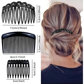 Decorative Hair Combs Set, 12 Pieces, French Side Slides in Gold, Black, Clear, Classic Twist Design for Women, Wedding Hair Accessories