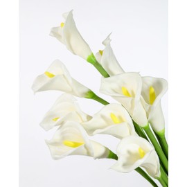 DuHouse 10pcs Calla Lily Artificial Flowers,26" Long Stem Large Calla Lily Flowers for Party Wedding Bridal DIY Bouquet Home Centerpiece Decor(White)