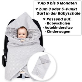 Amilian Swaddling Blanket, Baby Seat, Universal Baby Blanket, Practical Swaddling Blanket for Baby Seat and Pram, Comfort and Safety for Your Baby, Vichy Checked Grey, 90 x 90 cm