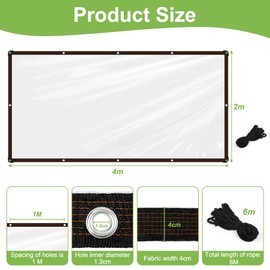 Adiwo 2x4m Waterproof Clear Tarpaulin, Heavy Duty Transparent Tarpaulin with 6 M Ropes, Reinforced Eyelets Clear Tarps for Waterproof Frost Resistant UV Protection Garden Outdoor Camping