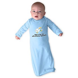 Made in The USA with Ukrainian Ingredients Long Sleeve Envelope Neck Boys-Girls Cotton Newborn Sleeping Gown One Piece - Light Blue, Gown & Hat Set