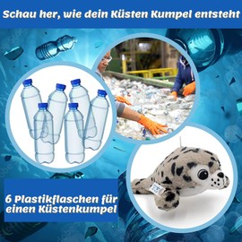 TE-Trend Sammy Seal Cuddly Toy with the Sound of Seal Dogs Soft Toy 30 cm Sustainably Made from 6 Recycled Plastic Bottles