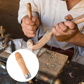 HINZIC 10Pcs Wooden File Handles with Metal Collars, Medium Wooden Handle for 6"-8" Files Screwdriver Hand Drill File Handle