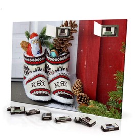 printplanet - Adventskalender mit Namen Kay - gefüllt mit Schokoladen-Füllung - personalisiert mit Namens-Motiv Weihnachtsschuhe - Schoko-Kalender, Weihnachtskalender