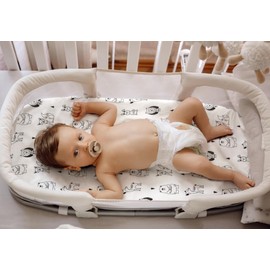 4 Pack Bassinet Sheets Woodland Forest Animals Wood Neutral Unisex Fitted Baby Bassinet Sheets Set for Standard Bassinets for Baby Boys or Girls