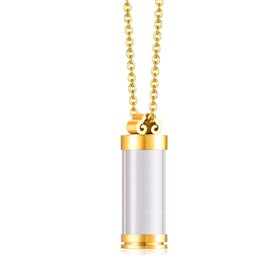 TJUSPIRIT Memorial Jewellery Cremation Urn Ash Memorial Pendant Necklace for Ashes Hair Flower Bottle Pendant for Opening Locket Pendant Memorial Jewellery for Women Men, Stainless Steel