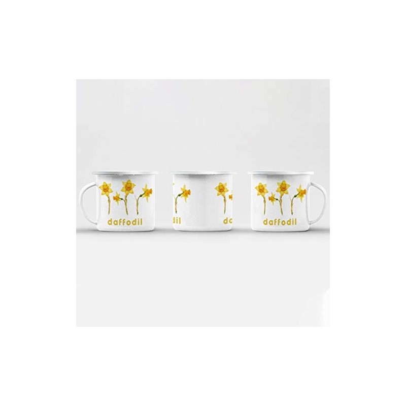 Fabulous Emaillierter Metallbecher 284ml Narzisse Blumen Minimalistisch Schick Garten Liebe