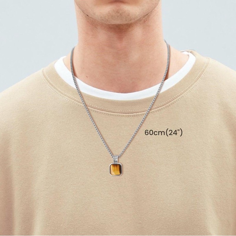 COAI Gift Ideas Men's Box Chain with Square Chain Pendant