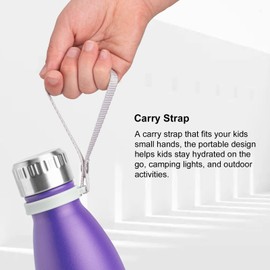 koodee Kids Water Bottle 2 Pack 12 oz Stainless Steel Double Wall Vacuum Insulated Water Bottle for School, Cola Shape Leak Proof Sports Flask (Black-Purple)