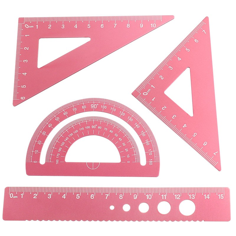 Moicstiy 4 Pcs Triangular Scale Ruler Set, Aluminum Alloy Triangular
