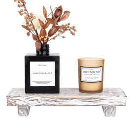 zoocatia Small Wood Tray Pedestal Stand Farmhouse Bathroom Decor Decorative Wooden Riser Kitchen Soap Dish Holder for Vanity, Counter, Sink, Retro White