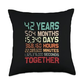 42 Years Together Couple Matching 42nd Wedding Anniversary Throw Pillow