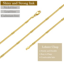 iSunat 14K Gold Chain for Women Golden Cuban Link Chain for Mens Gold Necklace Waterproof Golden Necklace Subtle Elegance with a Twist Dainty Necklaces for Women 16,18,20,22,24in (22)