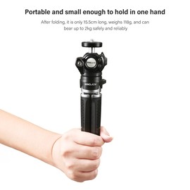 KINGJOY Mini Tripod Stand Desktop Tripod Stand 2kg/4.4lbs Load Capacity 2 Levels Height Adjustable 1/4in Screw with Multifunctional Ball Head Extension Arm Phone Clip for Vlog Live Streaming Online Teaching Video Conference Taking Pictures