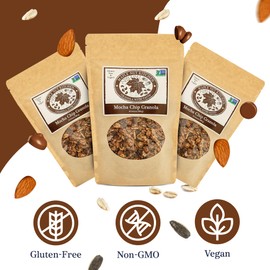 Maple Nut Kitchen Gluten-Free and Vegan Mocha Chip Granola - Espresso Flavor, Dark Chocolate Chips, Healthy & Crunchy Artisanal Granola | 3-Pack