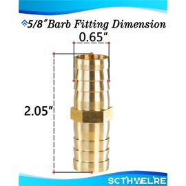 SCTIHWELIRE Brass Hose Barb,2-way Straight Hose Barb Fitting 5/8" Barb Splicer Mender with Stainless Steel Pipe Clamps, Air hose repair kit for Pipe line Fuel Air Oil (5/8 1Pc)