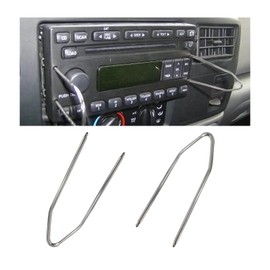 Dickno 2 PCS Car Radio Removal Pry Tool, V-Shaped Stainless Steel Auto Stereo Release Tool Kit, Universal Radio Remover for Disassembly of Most Vehicle Audio Frequency Converter