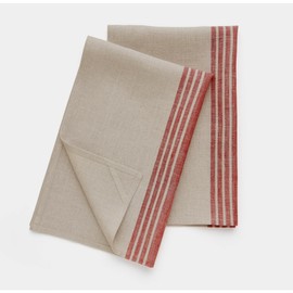 Solino Home Linen Kitchen Towels Set of 2 – Red and Natural 17 x 26 Inch – 100% Pure Linen Farmhouse Kitchen/Tea Towels – Machine Washable and Handcrafted from European Flax