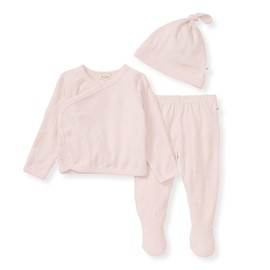 Burt's Bees Baby Unisex Baby Clothing Set, Take Me Home 3-Piece Outfit, Organic Cotton Top, Footed-Pant and Top Knot Hat