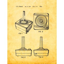 Atari 2600 Controller Patent Print Golden Look (8.5" x 11") M10701