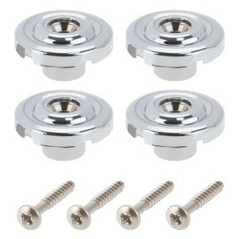 The Lord of the Tools 4 Pieces 18x10mm Round Electric Bass String Retainer Chrome Guides Metal String Trees Guitar Hardware for Bass Guitar Silver with Screws