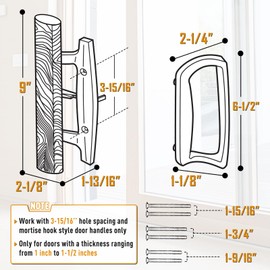 Touri Sliding Glass Door Handle Set Fit 3-15/16 in. Hole Spacing and Mortise Hook Style Damaged Door Handle Replacement