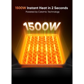 GiveBest Portable Space Heater – 1500W Quiet & Energy Efficient Overheat & Tip-Over Protection, Fast Heating PTC Technology, Ideal for Bedroom, Office & Desk Use, White