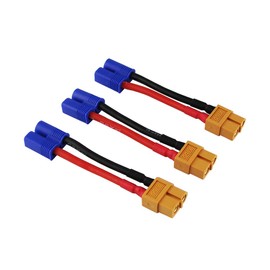 OliYin 3pcs/lot XT60 / XT-60 Female To Male EC3 Connector Adapter Cable 14awg 1.96in for Turnigy Zippy(pack of 3)