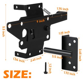 Self-Locking Gate Latch – Heavy-Duty Post Mount Automatic Lock for Wood/PVC Fence Gates Includes Fasteners – Secure Locking Hardware for Pool, Yard, Garden, Outdoor Use-1p&2p (1, Black)