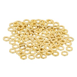 sourcing map 110 Pack Brass Flat Washer, M3 Copper Washers Crush Washer Kit Assortment, 3mm ID, 6mm OD, 1mm Thick for Bolts Screws Machinery Repair, Outdoor Construction