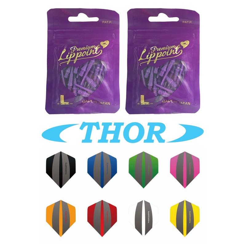 THOR-DARTS L-Style Dart Tips in Double Pack Flights (2 x