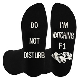 Dekzked Funny F1 Fans Gift Socks Do Not Disturb I'm Watching Mens Birthday Gift For F1 Lovers Racing Car Fans, Black (black 01)