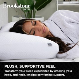 Brookstone TempSense Down Alternative Pillow Set - King Size Bed Pillows for Adults, Comfortable and Supportive Bedroom Pillows for Bed, Ideal for All Sleep Positions - 2 Pack, S/Q-White