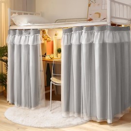 SIQITECHUK Bunk Bed Bottom Curtains Mid-Sleeper Tent Canopy Blackout Bed Canopy Dustproof Mosquito Shading Nets Moveable Privacy Draperies for Single Bunk Bed Bottom (Grey)