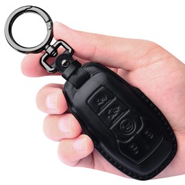 Tukellen - Funda de piel para llavero Ford Fusion 2013-2016 Ford Mustang F-150 Explorer, color negro