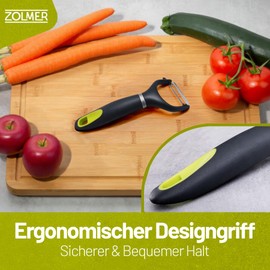 ZOLMER Premium Peeler with Ergonomic Handle - Extra Sharp Tomato Peeler with Serrated Edge - Kiwi Peeler - Dishwasher Safe