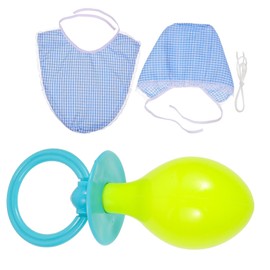 Garneck 3-Piece Costume for Adults - Funny Fancy Dress Costume with Dummy Bib and Hat for Gender Reveal and Parties, Ideal as a Mascot Prop for Photo Booths, blue