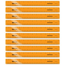 EAI Education 12" ShatterProof Ruler 1/8" Scale: Orange - Set of 10
