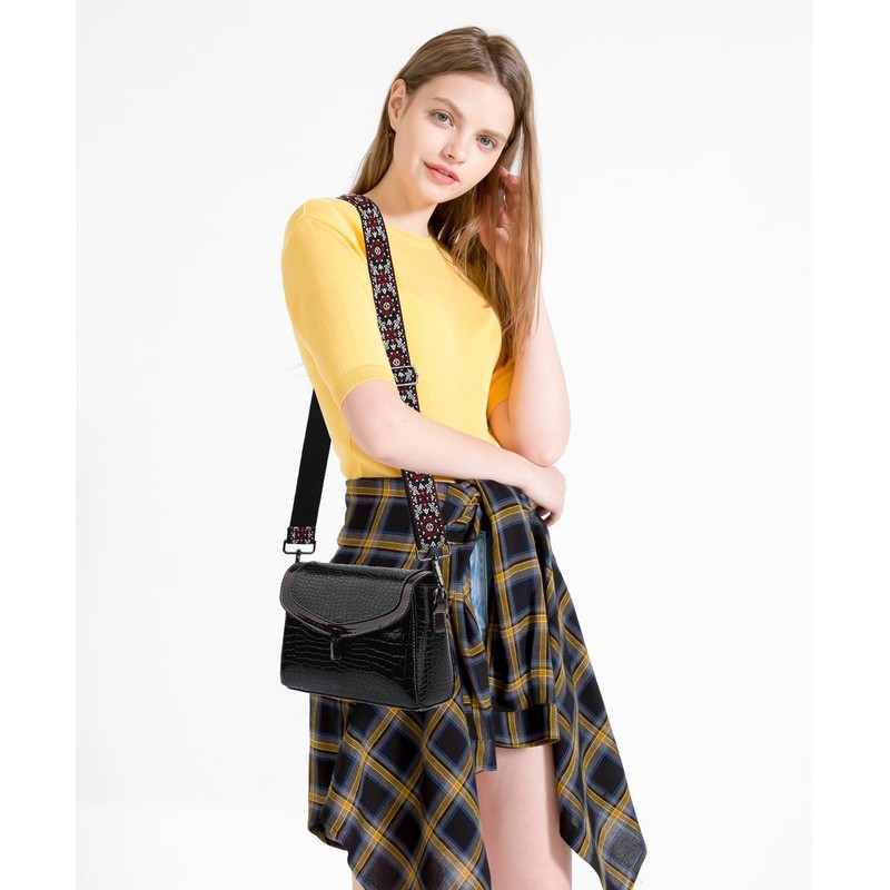 LVYOUME Wide Purse Strap Adjustable Replacement Crossbody Bag Strap Black