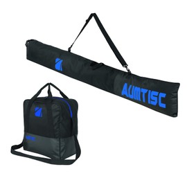 AUMTISC Ski Bags and Ski Boot Bags Combo for Air Travel Flying Snow Skis Bags Padded Two-Piece for Skis Up to 200cm and Boots Up to Size 13 (Blue)