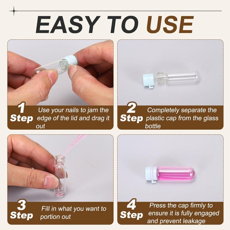 PATIKIL 12個セット 透明ガラスバイアル スナップ式キャップ付き 2ml 小型液体サンプル瓶 漏れ防止 携帯用液体保存容器 香水・精油・しやく用 ホワイト