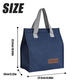 hzbaiyi Lunch Bags for Women Men Leak-Proof Lunch Box Bag Portable Tote Bag Thermal Cooler Waterproof for Adults Men Girls for Work School Picnic Travel (Navy Blue)