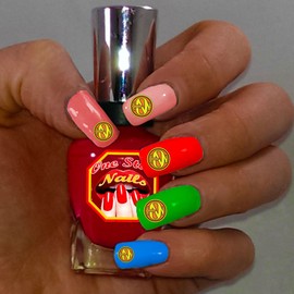 Hanson logo Peel and Stick nail art decals. Nail stickers with White Backgroung.