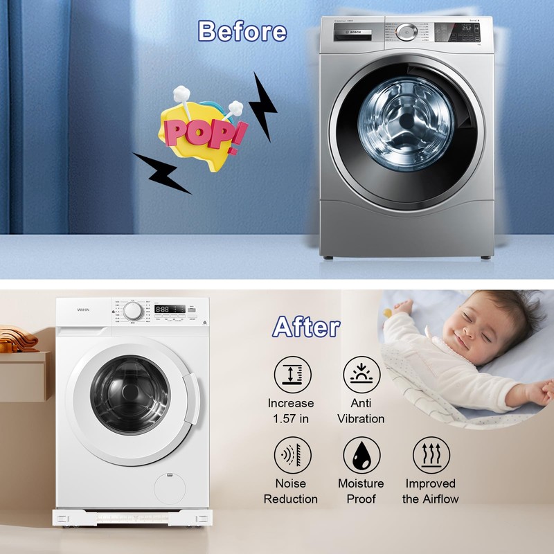 Adjustable Appliance Rollers Heavy Duty, Mobile Mini Fridge Stand Washer
