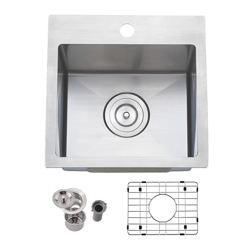 Friho 15x15 Inch Drop in Bar Sink, Top mount Small