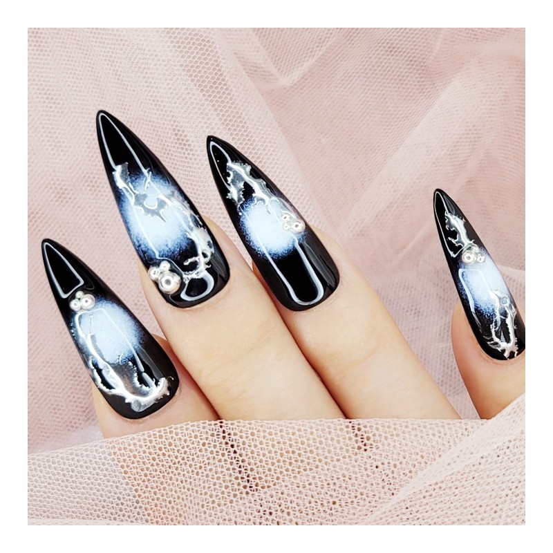 White Hole Cheek Handmade Nail Tips - Ballerina / 화이트홀