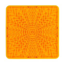Messy Mutts Framed Silicone Therapeutic Licking Mat | 9.5" x 9.5" | Slow Feeder Mat for Boredom & Anxiety | Lick Pad for Dogs & Cats | Orange
