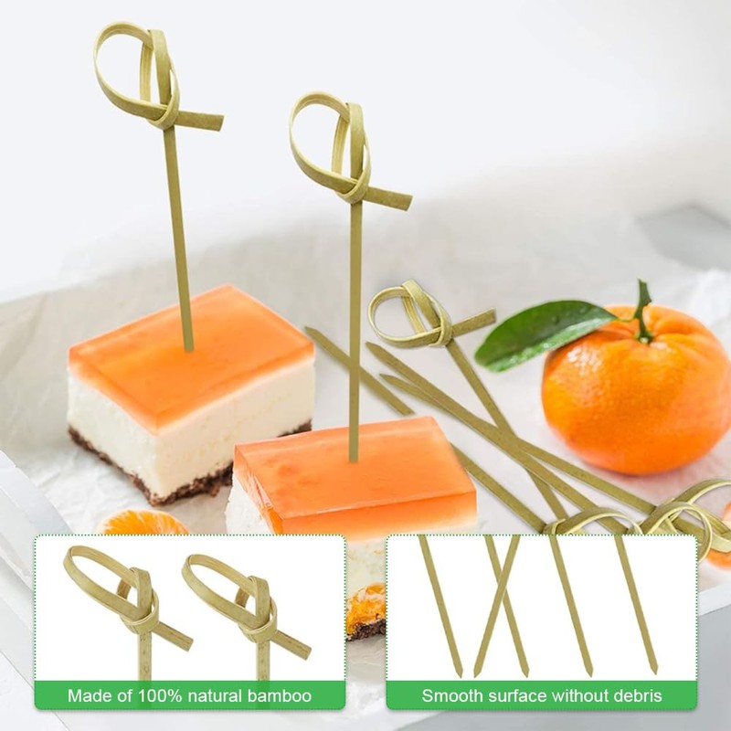 200 PCS Bamboo Cocktail Picks, Natural Bamboo Sticks, Toothpicks for